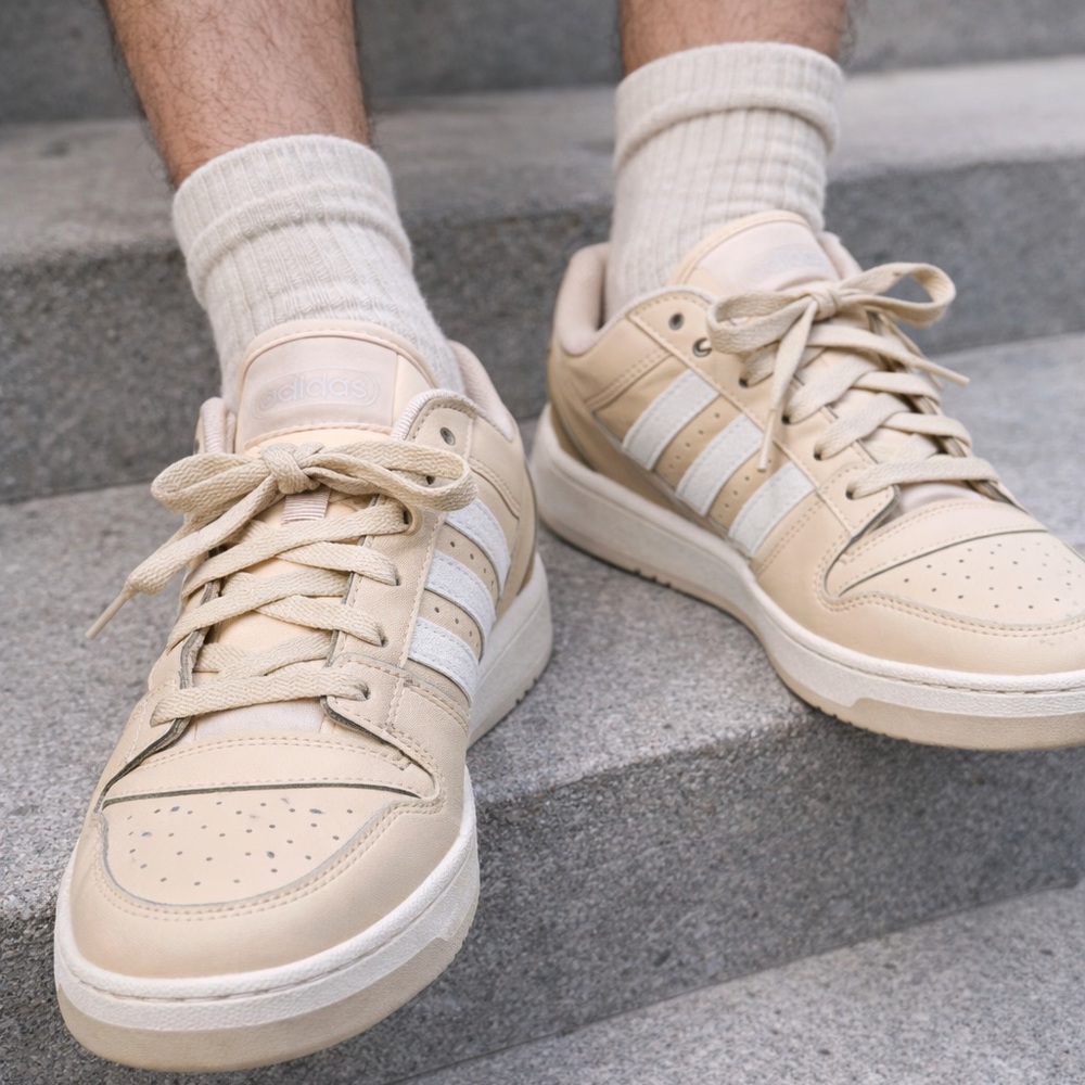 Adidas Beige and White Sneakers